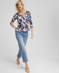 Chico's - Printed Textured Scoopneck Cardigan