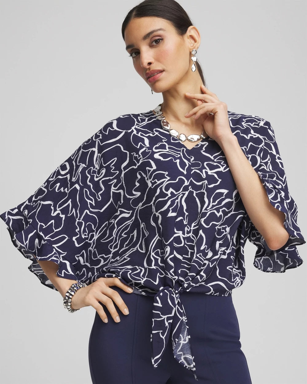 Chico's - Ecovero™ Tie-Front Frill Sleeve Blouse