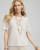 Chico's - Embroidered Lace Linen Tee