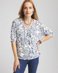 Chico's - Snakeskin Print Crinkle Elbow Sleeve Tee
