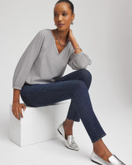 Chico's - Striped Crinkled Raglan Top
