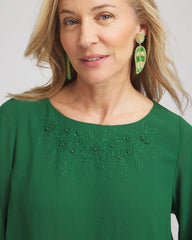 Chico's - Embroidered Crinkle Chiffon Blouse