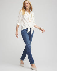 Chico's - Textured Tie-Front Pullover Top