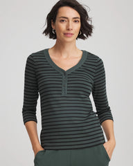 Chico's - Zenergy® Ribbed Striped Henley Tee