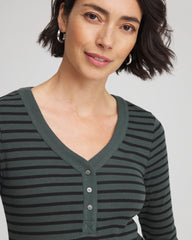 Chico's - Zenergy® Ribbed Striped Henley Tee