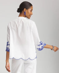 Chico's - Embroidered Tassel Tie-Front Blouse