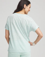 Chico's - Striped Sweater-Trim Linen Tee
