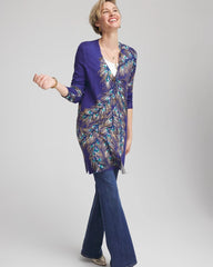 Chico's - Ella Peacock-Print Cardigan Sweater