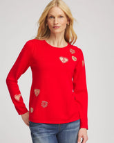 Chico's - V-Day Embroidered Heart Pullover