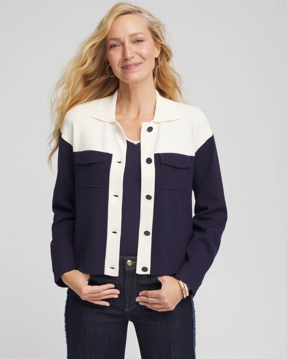 Chico's - Colorblock Cardigan Jacket