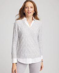 Chico's - Classic Built-In Shirt Knit Sweater