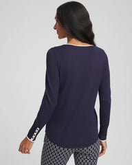 Chico's - Ella Tipped V-Neck Pullover Sweater