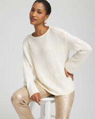 Chico's - Tonal Embroidered Boatneck Pullover Sweater