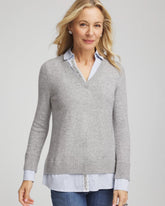 Chico's - Sequin Built-In Shirt Knit Sweater