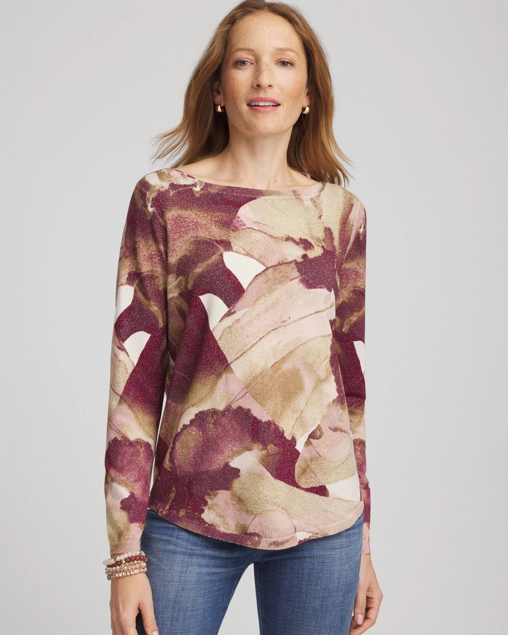 Chico's - Ella Ocean Glitz Boatneck Sweater