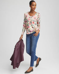 Chico's - Ella V-Neck Floral Pullover Sweater