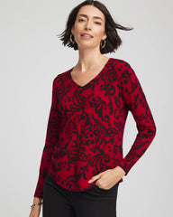 Chico's - Ella Printed V-Neck Sweater
