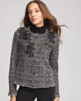Chico's - Embroidered Metallic Tweed Cardigan