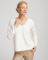 Chico's - Contrast Stitch V-Neck Sweater