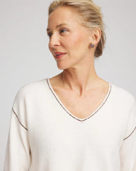 Chico's - Contrast Stitch V-Neck Sweater
