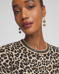 Chico's - Embellished Crewneck Animal-Print Sweater