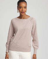 Chico's - Embroidered Pull-Over Boatneck Sweater