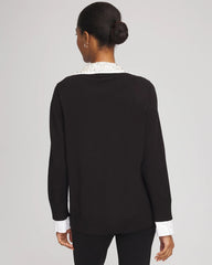 Chico's - Embellished Layered Collar Shirt Sweater