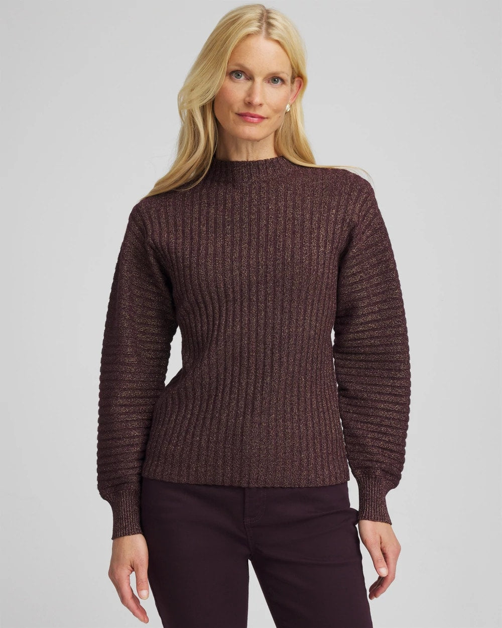 Chico's - Metallic Ribbed Pullover
