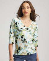 Chico's - Printed Dolman V-Neck Pullover Sweater