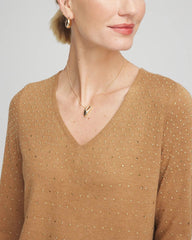 Chico's - Ella V-Neck Embellished Pullover Sweater
