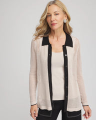 Chico's - Pointelle Polo Cardigan