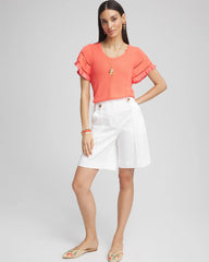 Chico's - Cutout Short-Sleeved Pullover Sweater