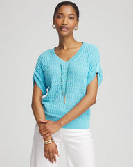 Chico's - Sequin V-Neck Pullover Sweater