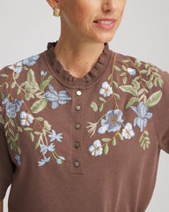 Chico's - Embroidered Henley Pullover Sweater