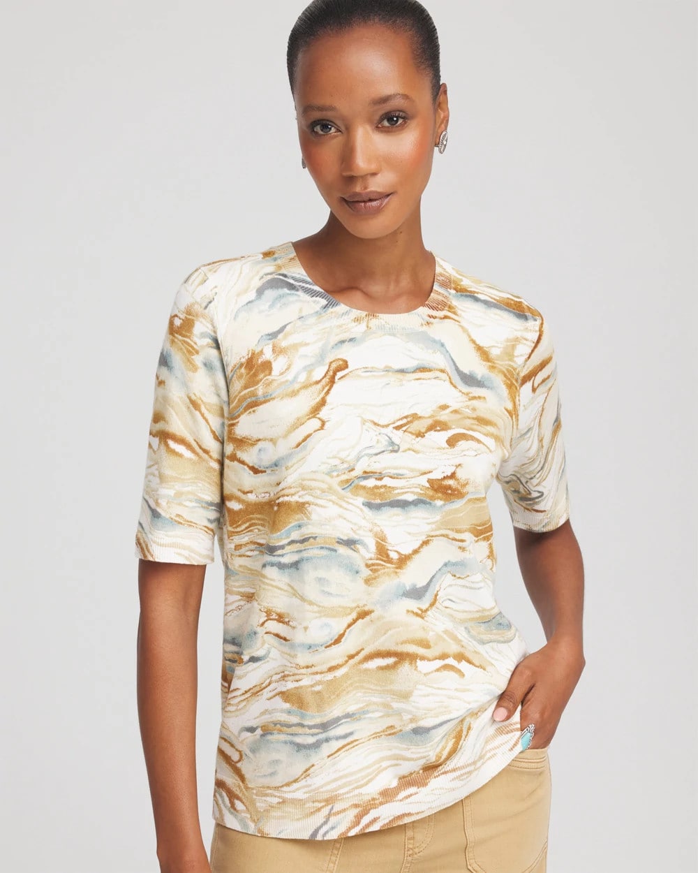 Chico's - Printed Crewneck Sweater