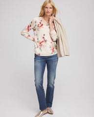 Chico's - Ella Flowers & Cream Pullover Sweater
