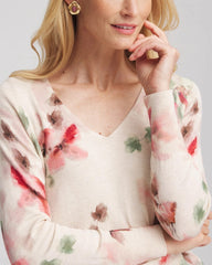 Chico's - Ella Flowers & Cream Pullover Sweater