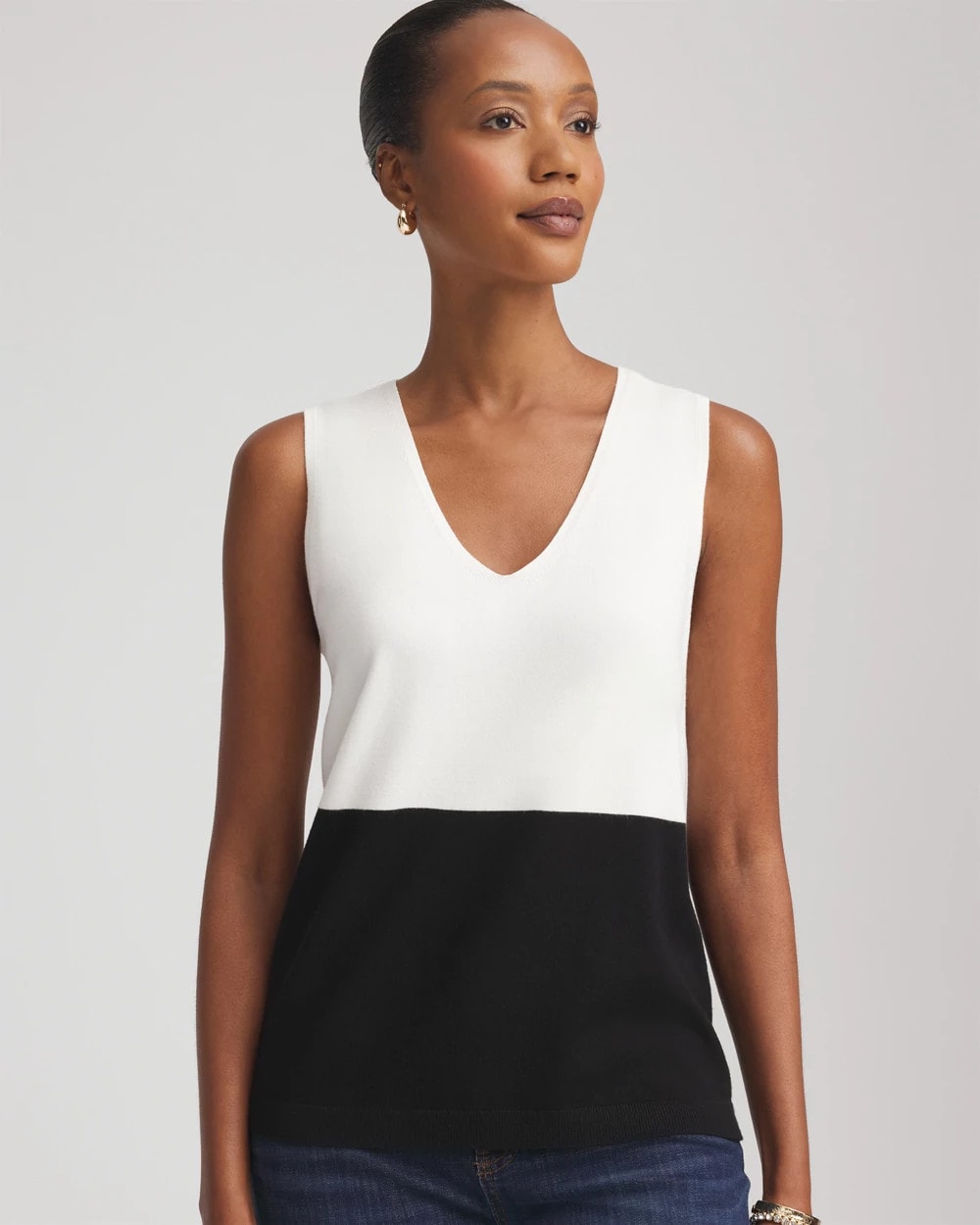 Chico's - Colorblock V-neck Sweater Tank