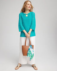 Chico's - Pointelle Bateau-Neck Pullover Sweater