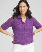 Chico's - Palm-Frond Crochet-Lace Shacket