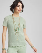 Chico's - Pointelle Crewneck Sweater Tee