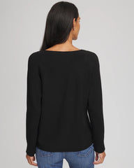 Chico's - Floral Embellished Dolman V-Neck Pullover
