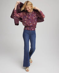 Chico's - Paisley Textured Banded-Hem Top