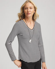 Chico's - Striped V-Neck Layering Tee