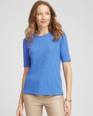 Chico's - Slub Crewneck Button Tee