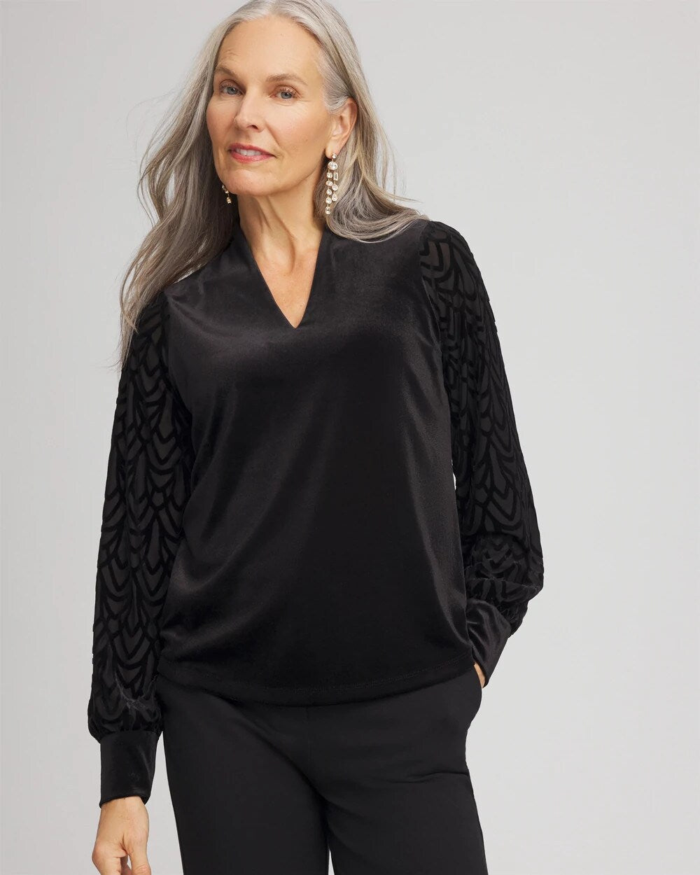 Chico's - Art Deco Velvet Burnout Top
