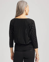 Chico's - Velvet Burnout Stripe Banded-Bottom Top