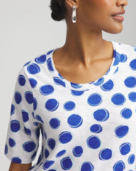 Chico's - Polka-Dot Slub Short Sleeve Tee