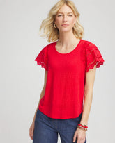 Chico's - Linen Embroidered Lace Tee