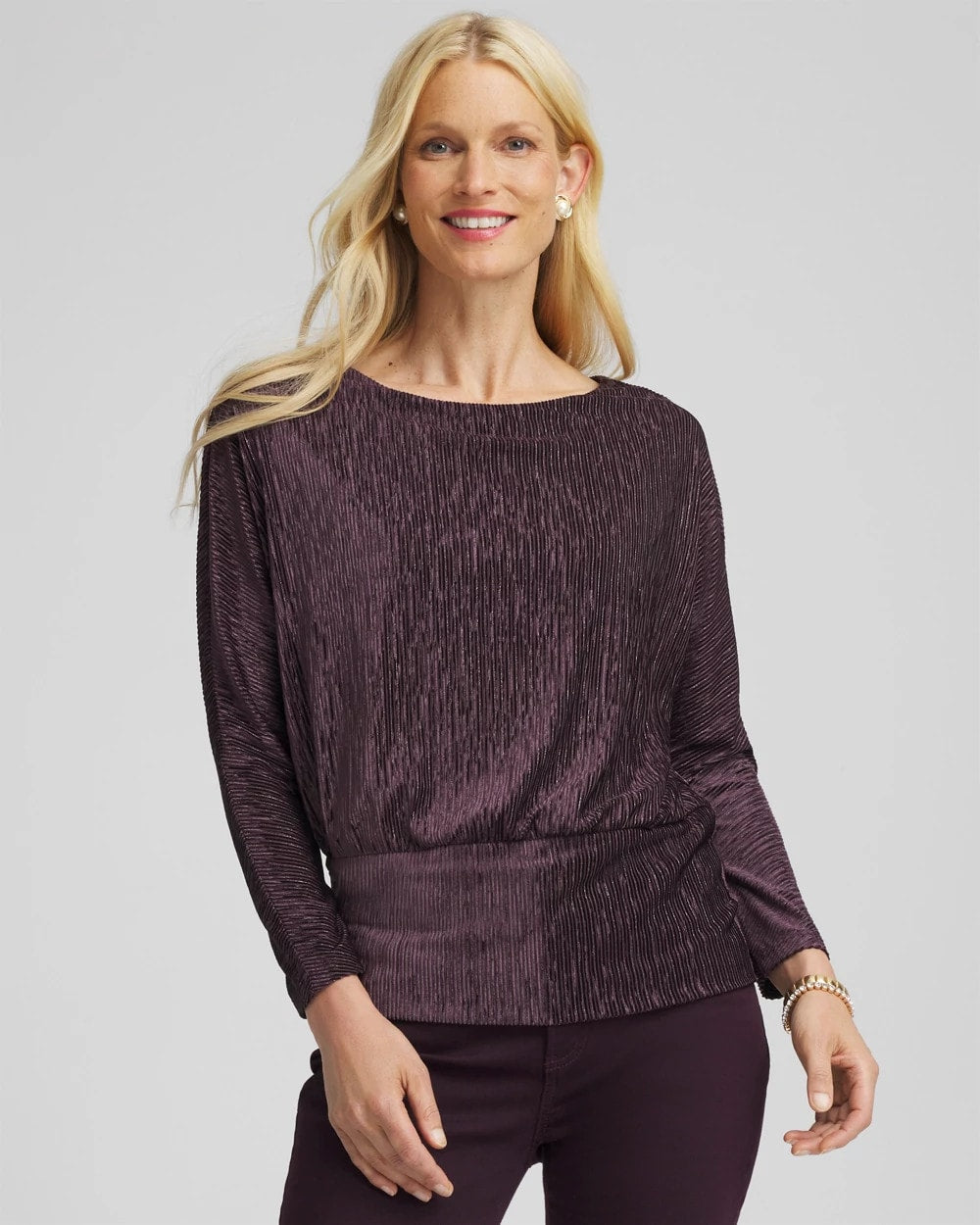 Chico's - Crinkle Velvet Banded-Bottom Top